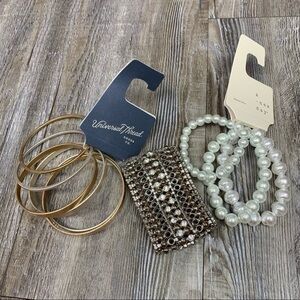 NWT Universal Threads Pearl Silver Gold Rhinestone Bracelet Bundle